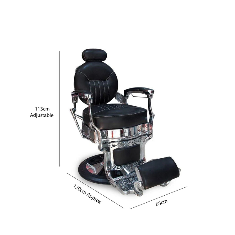 Barber Gents Hair Cutting Chair Black & Silver