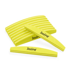 Mira Professional Nail File Half Moon Sponge 705 Yellow for Nail Art Design 10 Pcs