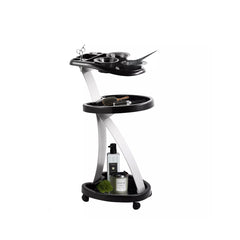 Salon Professional Hair Coloring Trolley Stand with Double Shelves Black - hair coloring trolley- dayjour