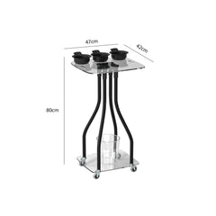 Salon Professional Hair Coloring Trolley Stand with Transparent Tabletop