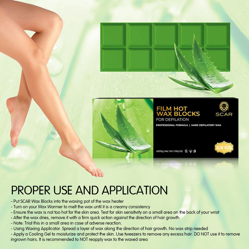 Scar Film Hot Wax Blocks Aloe Vera 500g - dayjour- film hot wax blocks