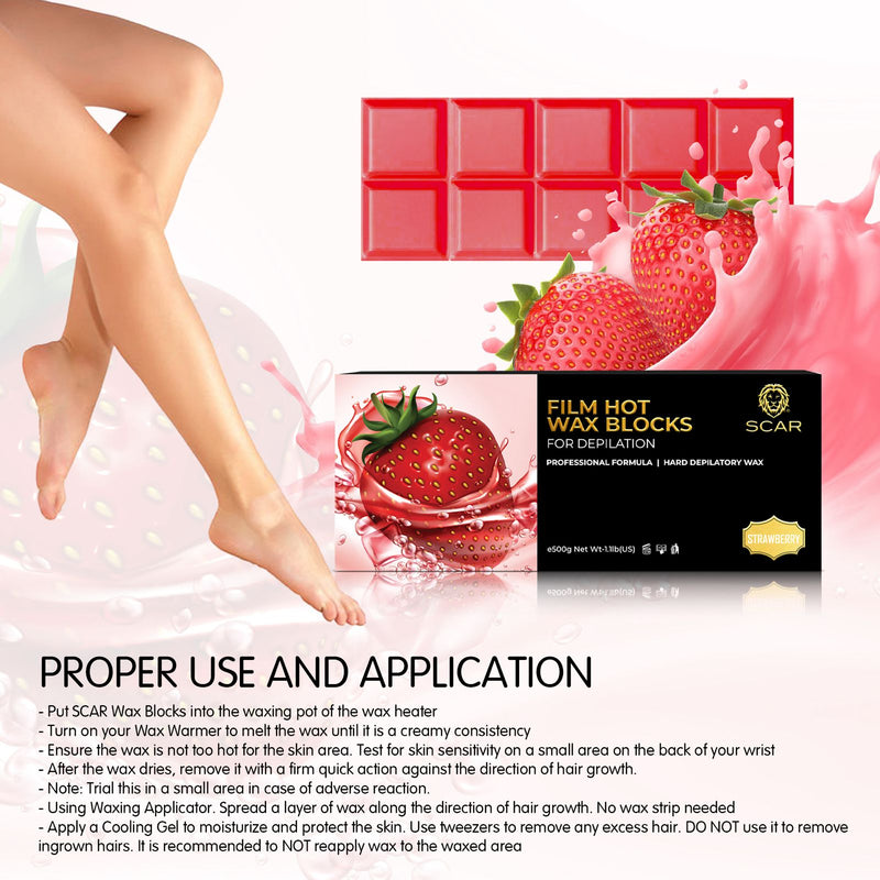 Scar Film Hot Wax Blocks Strawberry 500g - dayjour- hot wax blocks