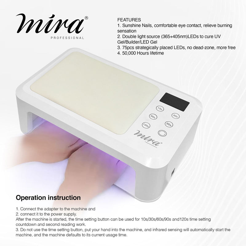 Mira Professional Nail Gel Polish UV LED Nail Dryer Lamp 2 Hands SUN25 - nail dryer - dayjour