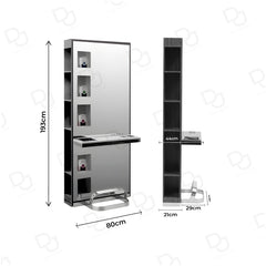 Beauty Salon Spa Single Side Mirror Station With Storage Shelves Black - salon mirror - salon furniture - dayjour