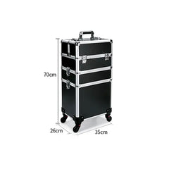 Professional 3 in 1 Adjustable Makeup Beauty Train Case Trolley Black - dayjour