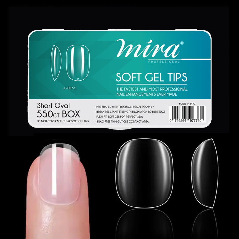 Mira Clear Soft Gel Nail Tips Short Oval Shape 550pcs per Box - soft gel nail tips - fake nails - dayjour
