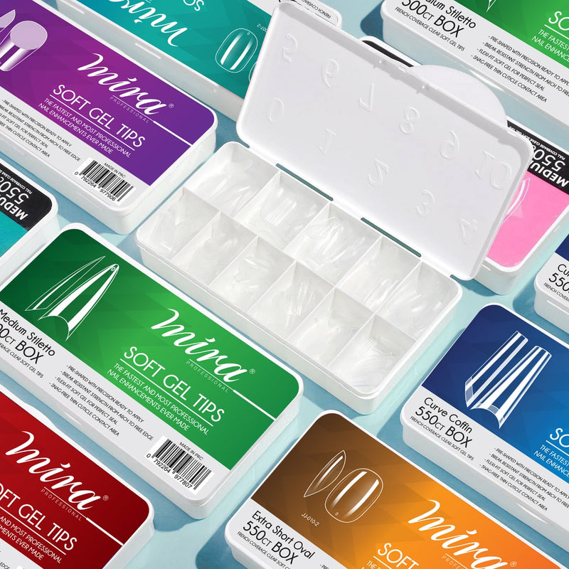Mira Clear Soft Gel Nail Tips Short Oval Shape 550pcs per Box - soft gel nail tips - fake nails - dayjour