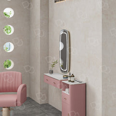 Wall Mounted Beauty Salon Mirror Pink - salon mirror - dayjour