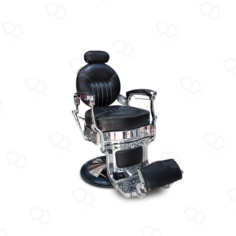 Barber Gents Hair Cutting Chair Black & Silver - dayjour