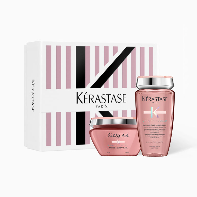 Kérastase Chroma Absolu Duo – Bain Riche Chroma Respect Shampoo 250ml & Masque Anti-Porosity 200ml - Blond absolu package Abu Dhabi - Kerastase UAE - Dayjour