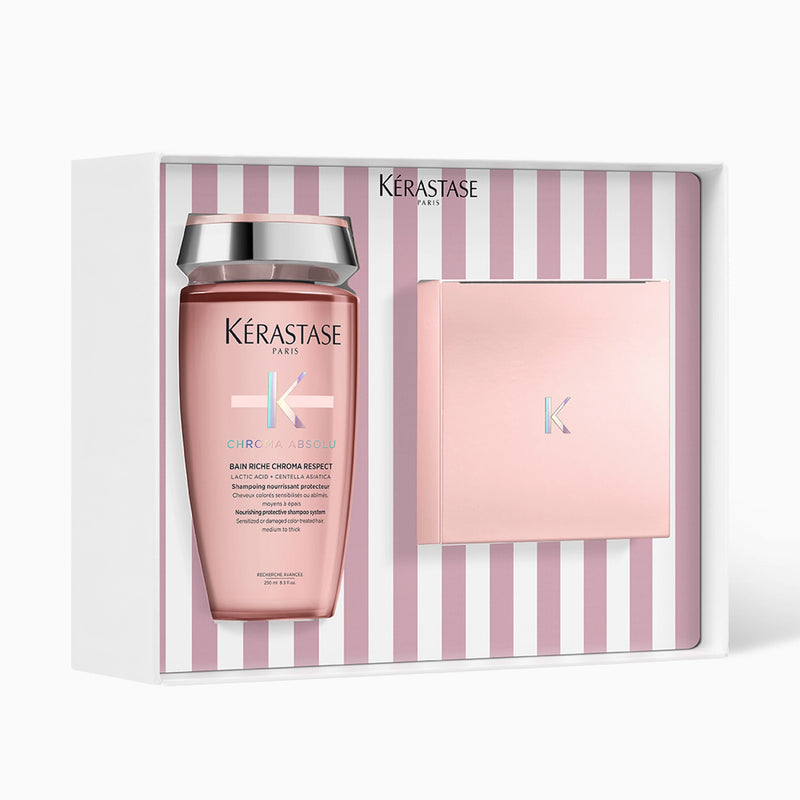 Kérastase Chroma Absolu Duo – Bain Riche Chroma Respect Shampoo 250ml & Masque Anti-Porosity 200ml - Blond absolu package Abu Dhabi - Kerastase UAE - Dayjour