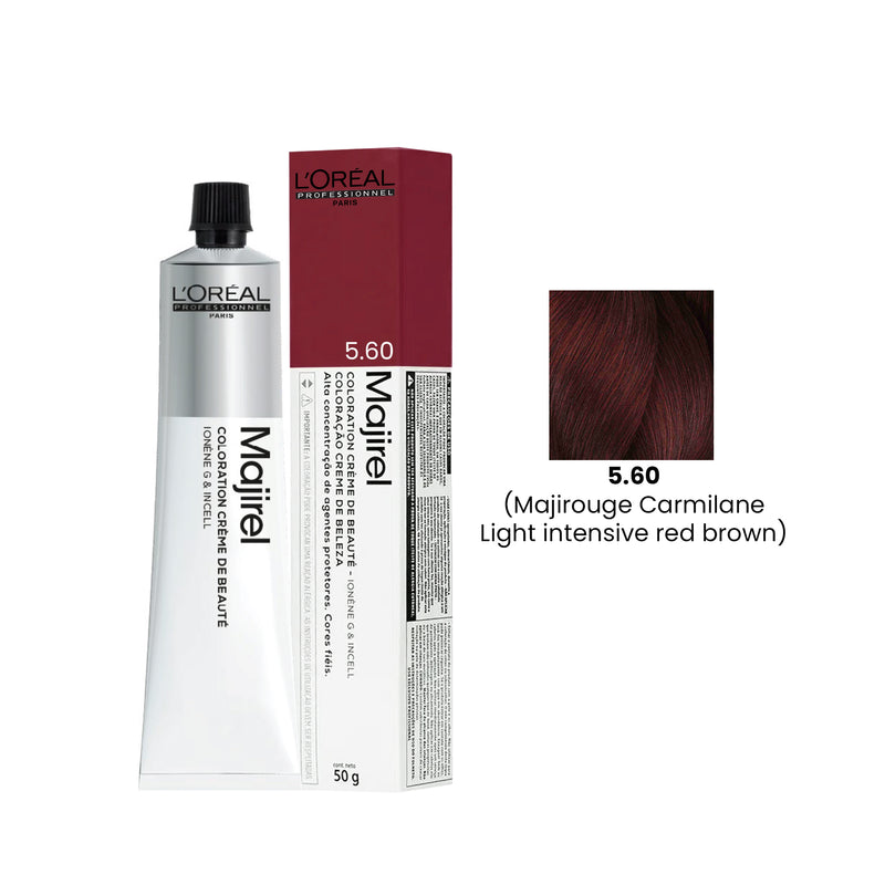 Loreal Professional Hair Color Majirel 50ml 5.60 Majirouge Carmilane Light Intensive Red Brown-L’Oreal hair color-loreal uae- loreal professional- Dayjour