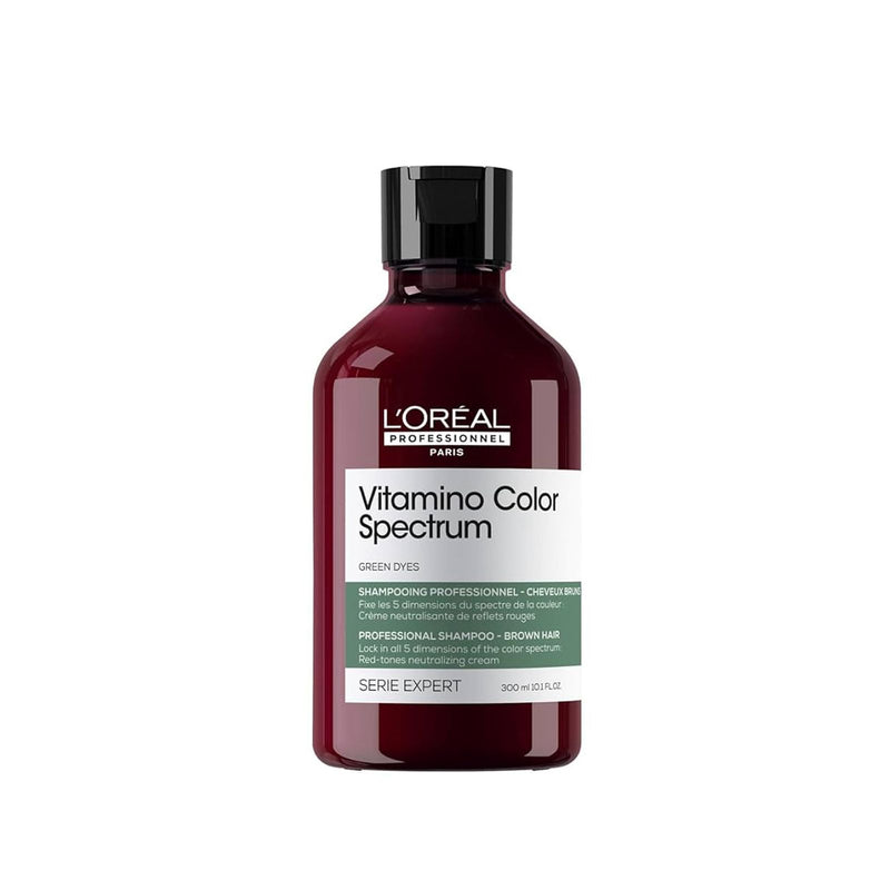 L’Oréal Vitamino Color Spectrum Green Shampoo 300ml – Neutralizing Care for Dark Brown Hair - Loreal UAE - Vitamino color spectrum shampoo - Green dyes - Shampoo for dark brown hair - Dayjour - UAE
