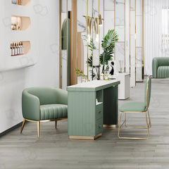 Beauty Manicure Nail Art Table Green- manicure table -nail art table- manicure station - dayjour - صالون تجميل سبا مانيكير مسمار الفن الجدول الأخضر