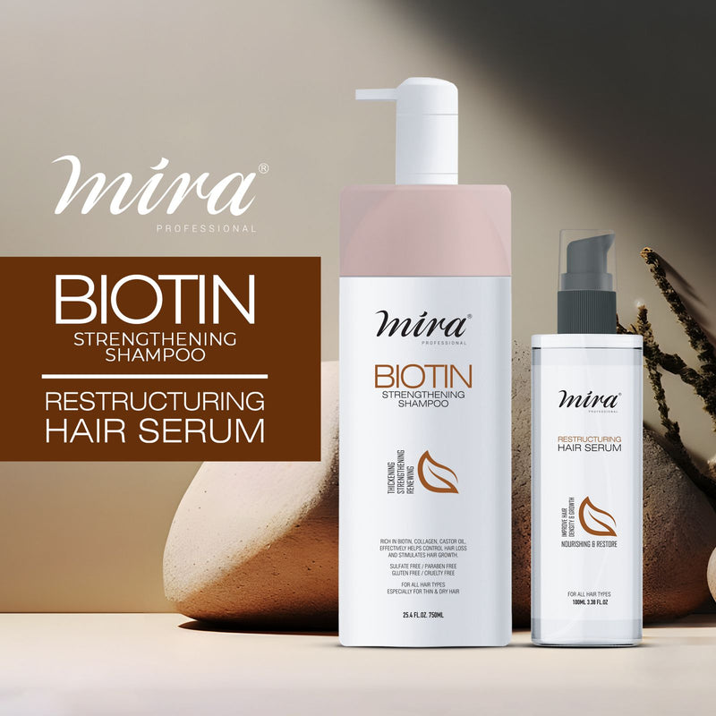 Mira Biotin Strengthening Shampoo and Restructuring Hair Serum Set – Anti Hair Fall and Hair Growth Combo UAE - Dayjour
