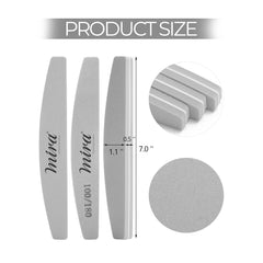 Mira Professional Nail File Half Moon Sponge 706 Gray for Nail Art Design 10 Pcs