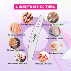 Mira Professional Nail File Half Moon Sponge 709 for Nail Art Design 25pcs