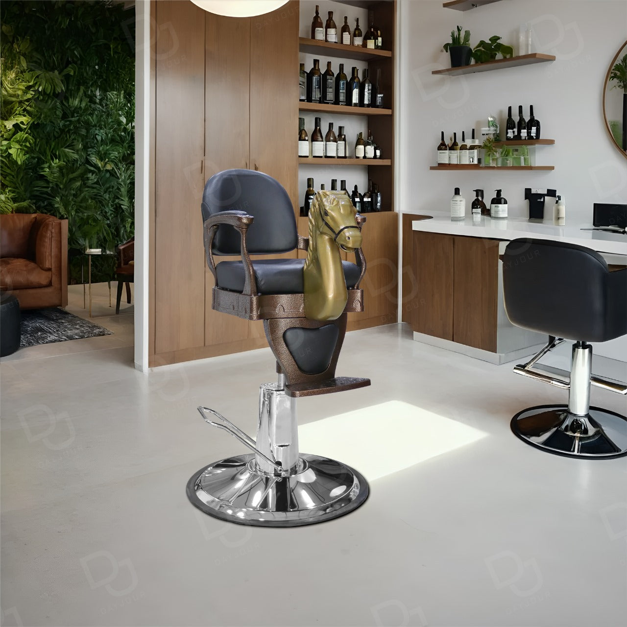 Professional Salon Kids Hair Cutting Chair Black & Gold Dayjour