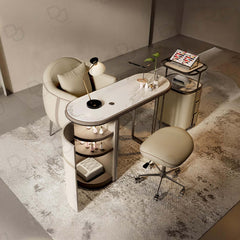Salon Spa Manicure Station with Chair and Table Beige Color- manicure table - manicure chair - manicure stations - manicure station uae - dayjour