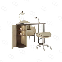 Salon Spa Manicure Station with Chair and Table Beige Color- manicure table - manicure chair - manicure stations - manicure station uae - dayjour