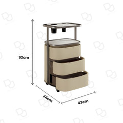 Salon Spa Product Storage Trolley with 3 Tier Shelves Beige Color - salon trolley - salon furniture uae - salon items - salon supplier - dayjour