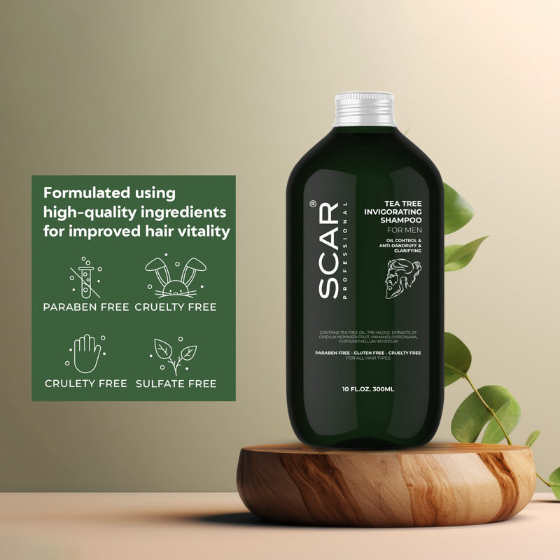 Scar Tea Tree Invigorating Shampoo 300ml for Men - dayjour