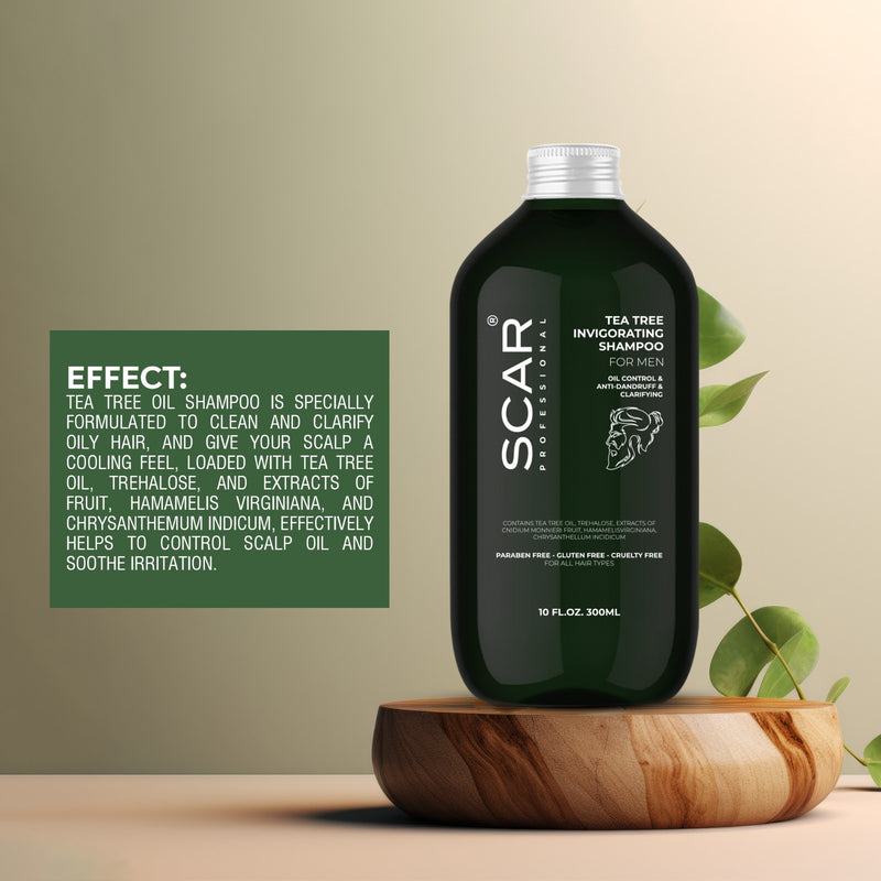 Scar Tea Tree Invigorating Shampoo 300ml for Men - dayjour