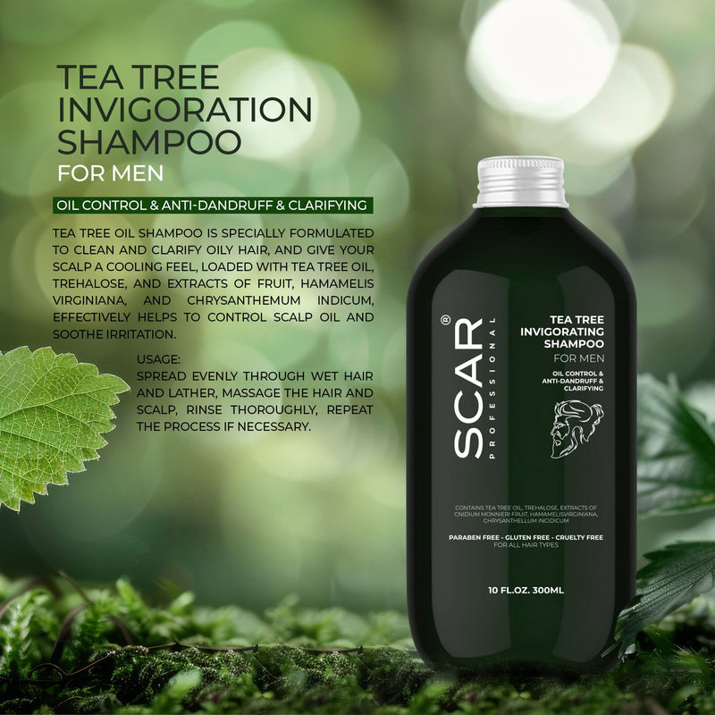 Scar Tea Tree Invigorating Shampoo 300ml for Men - dayjour