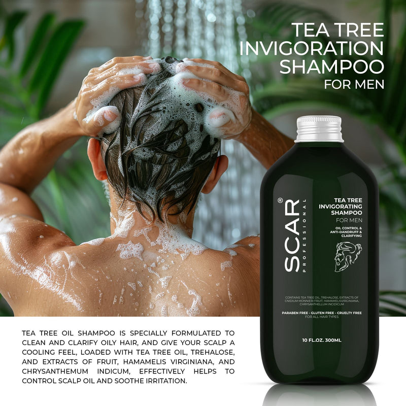 Scar Tea Tree Invigorating Shampoo 300ml for Men - dayjour