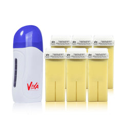 Viva Professional Hair Removal Waxing Kit with Depilatory Wax Heater Machine Banana Wax Tube(6 Pcs)-body wax- salon-spa-wax kit- wax machine-wax tube- dayjour- UAE