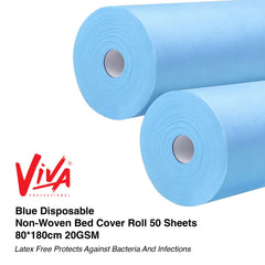 Viva Disposable Non-Woven Bed Cover Roll 20 GSM- Wholesale Pack of 6 (Blue)- disposable bed roll- bed roll- blue bed roll- salon- spa- latex free- wholesale pack- pack of 6- offer sale- Dubai- clinic- Dayjour- UAE