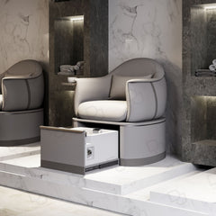 Grey Professional Pedicure Chair Station with Sliding Acrylic Basin - Dayjour - UAE
