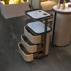 Salon Spa Product Storage Trolley with 3 Tier Shelves Beige Color - salon storage trolley Qatar - Salon Trolley Oman - Salon Spa Trolley Saudi Arabia - Dayjour - UAE
