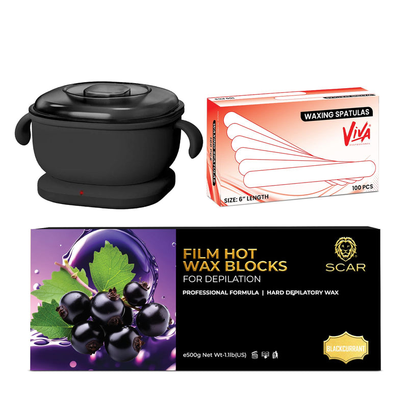 Professional Waxing Kit – Silicone Wax Heater, Wax Film Block & Spatula for Salon-Quality Results