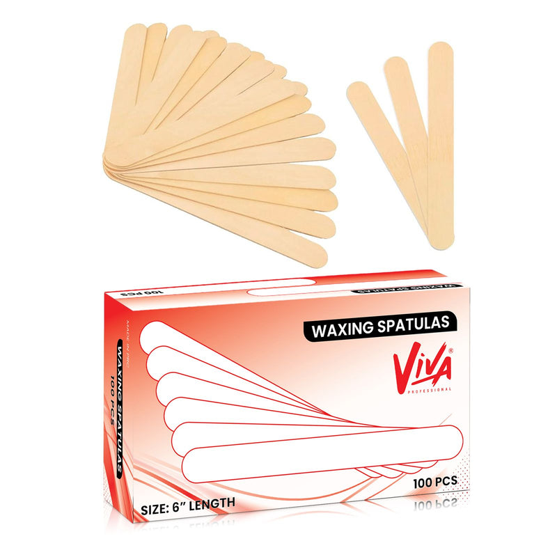 Viva Professional Wooden Waxing Spatula for Salon Spa Use – Disposable 100 Pcs Pack