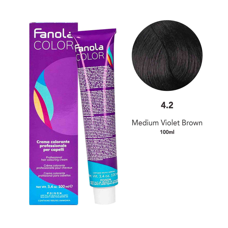 Fanola Hair Coloring Cream 4.2 Medium Violet Brown 100ml - Dayjour