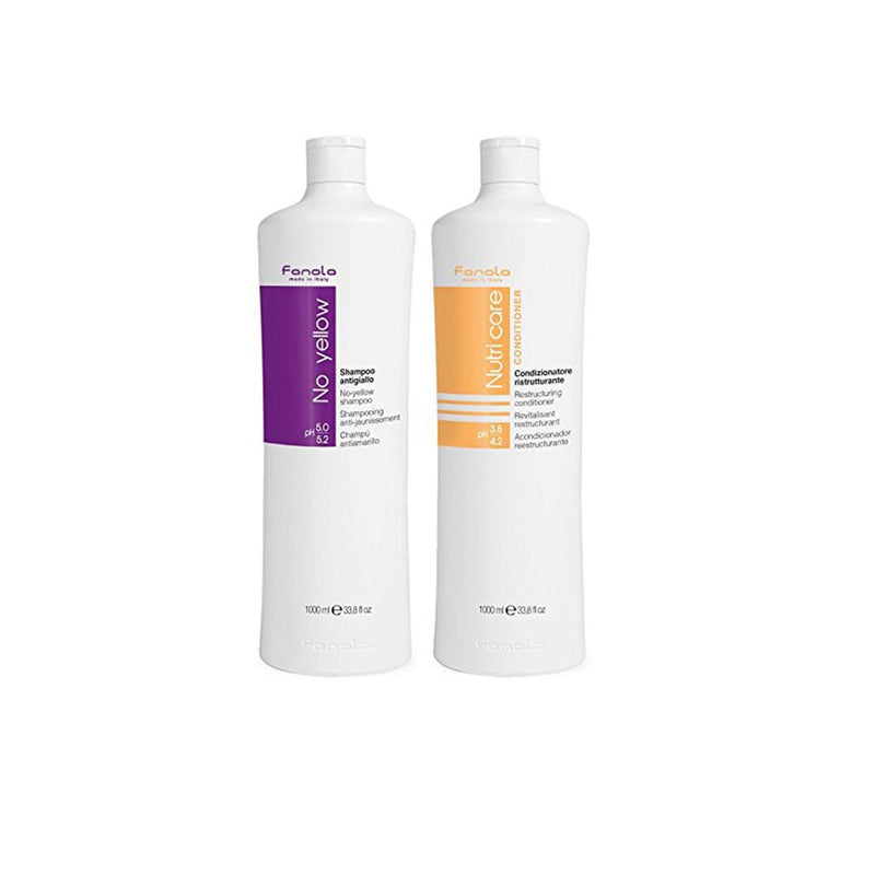 Fanola No Yellow Shampoo & Nutri Care Conditioner 1000 ml - fanola uae - dayjour