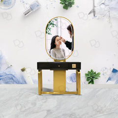 Luxury Salon Mirror With Table LED light Gold - salon mirror - dayjour