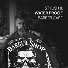 Waterproof Cool Printed Nylon Barber Cape Black