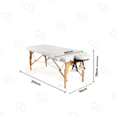 Salon Spa Professional Portable Folding Massage Table Bed with Wooden Frame White - dayjour-massage bed- massage table - foldable salon spa bed-uae- clinical bed
