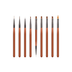 Manicure Nail Art Design Brushes Set 9 Pieces for Multifunctional Use - dayjour - nail art brushes