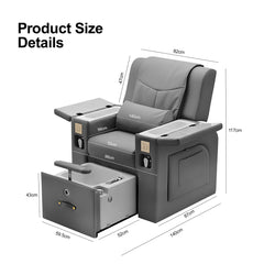 Multi-Functional Grey Pedicure & Manicure Massage Chair with Pull-Out Foot Bath – Professional Spa & Salon Chair with Reclining Back