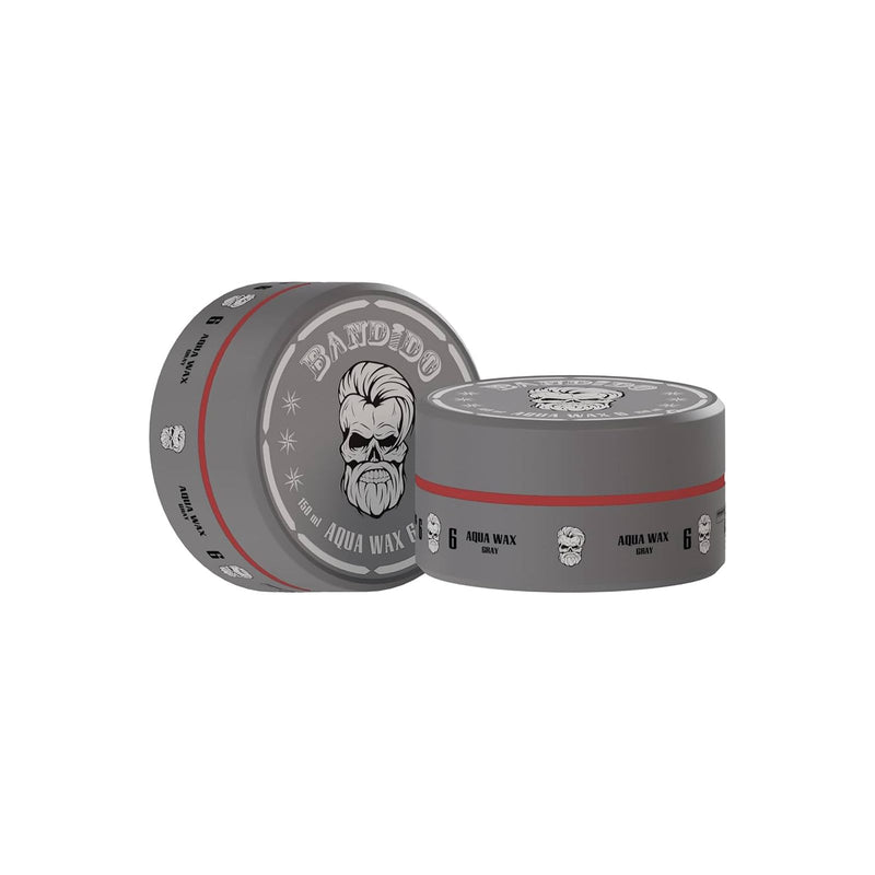 Bandido No 6 Grey Wax - Bandido Aqua Hair Wax No 6 - Grey Hair Styling Wax 150ml - Bandido Strong Hold Wax - Men's Styling Wax UAE - Aqua Gel Wax for Men - Bandido Hair Wax Grey - Shiny Hair Wax - Barber Styling Wax - Professional Hair Wax UAE