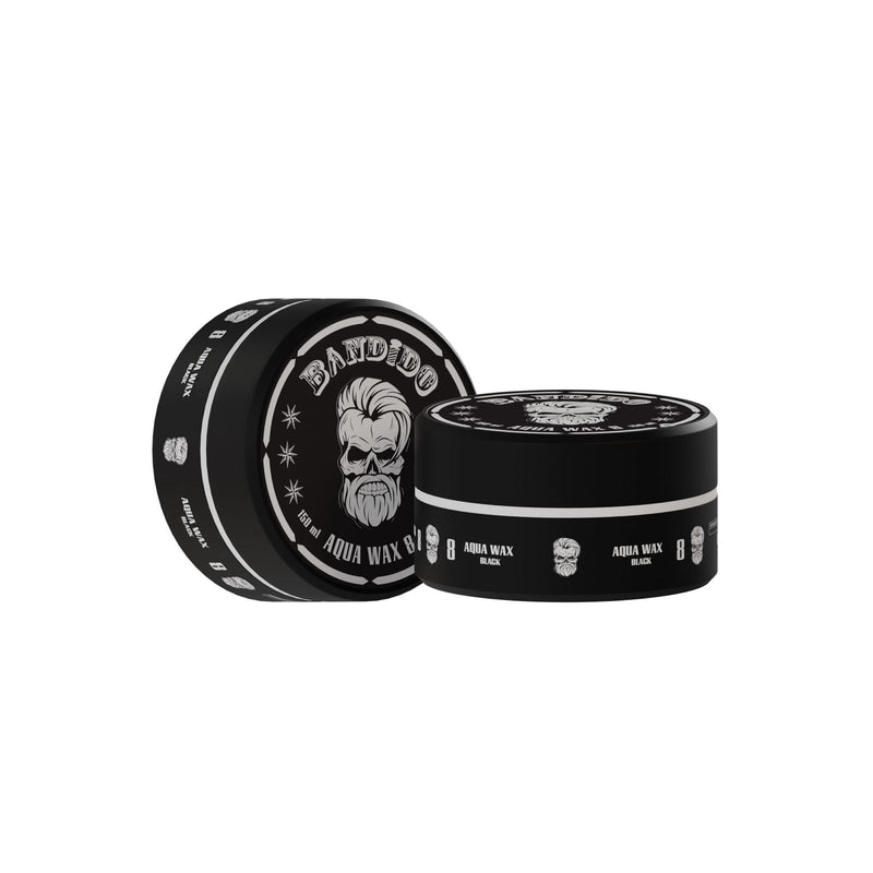 Bandido No 8 Black Wax - Bandido Black Aqua Wax - Bandido Aqua Hair Wax No 8 - Black Hair Styling Wax 150ml - Bandido Styling Wax - Natural Shine Hair Wax - Long Lasting Hair Styling - Men's Hair Wax UAE - Aqua Wax for Men - Barber Styling Wax