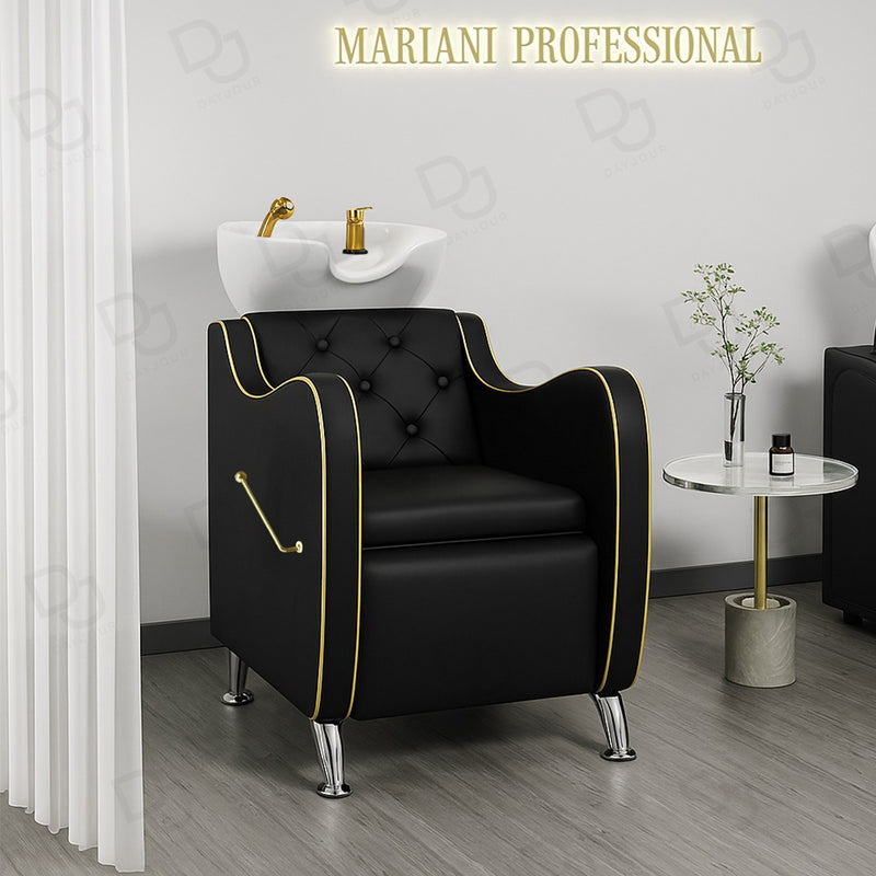 Salon Spa Hair Washing Shampoo Chair Black & Gold - shampoo chair - hair washing chair - dayjour 