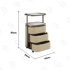 Salon Spa Product Storage Trolley with 3 Tier Shelves Beige Color - salon trolley - salon furniture uae - salon items - salon supplier - dayjour