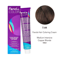 Fanola Hair Coloring Cream 7.44 Medium Intensive Copper Blonde 100ml