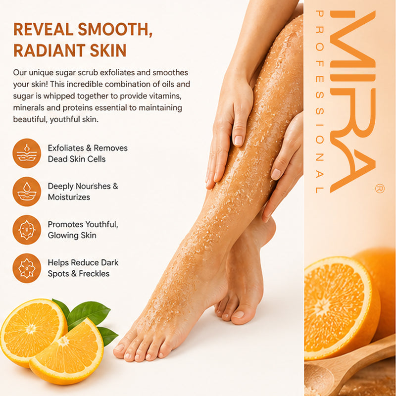 MIRA Orange Sugar Scrub 3000ml for smooth radiant and moisturized skin