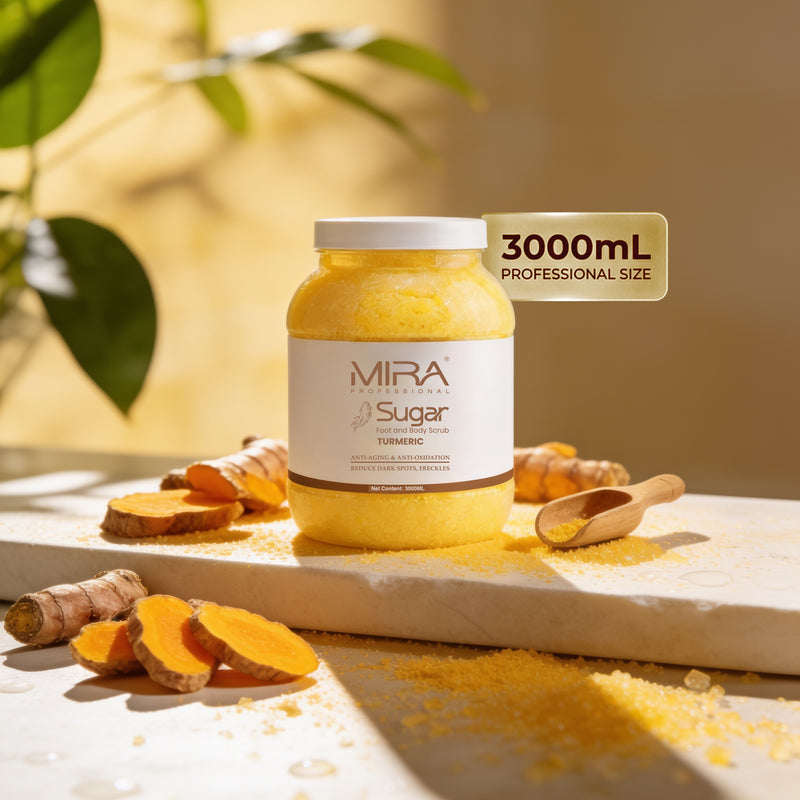 MIRA Turmeric Sugar Foot and Body Scrub 3000ml for exfoliating smoothing and refreshing skin
