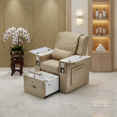 Khaki(Beige) Massage Chair for Pedicure & Manicure with Sliding Foot Bath – Premium Spa & Salon Solution